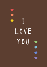 หัวใจสีรุ้งเรียบง่าย(น้ำตาลเข้ม)