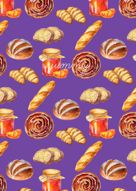 baked bread on purple