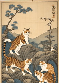 A bunch of cats Ukiyo-e fC0Fe
