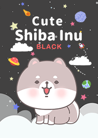 浩瀚宇宙 寶貝白柴犬 浪漫星空 黑色