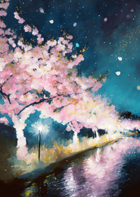 Beautiful night cherry blossoms#2355