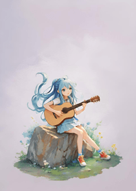 A girl playing the guitar 855592