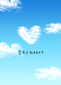 ธีมไลน์ Heart of blue sky and clouds.