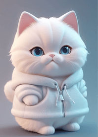 ธีมไลน์ แมวกับเสื้อฮู้ดสีขาว